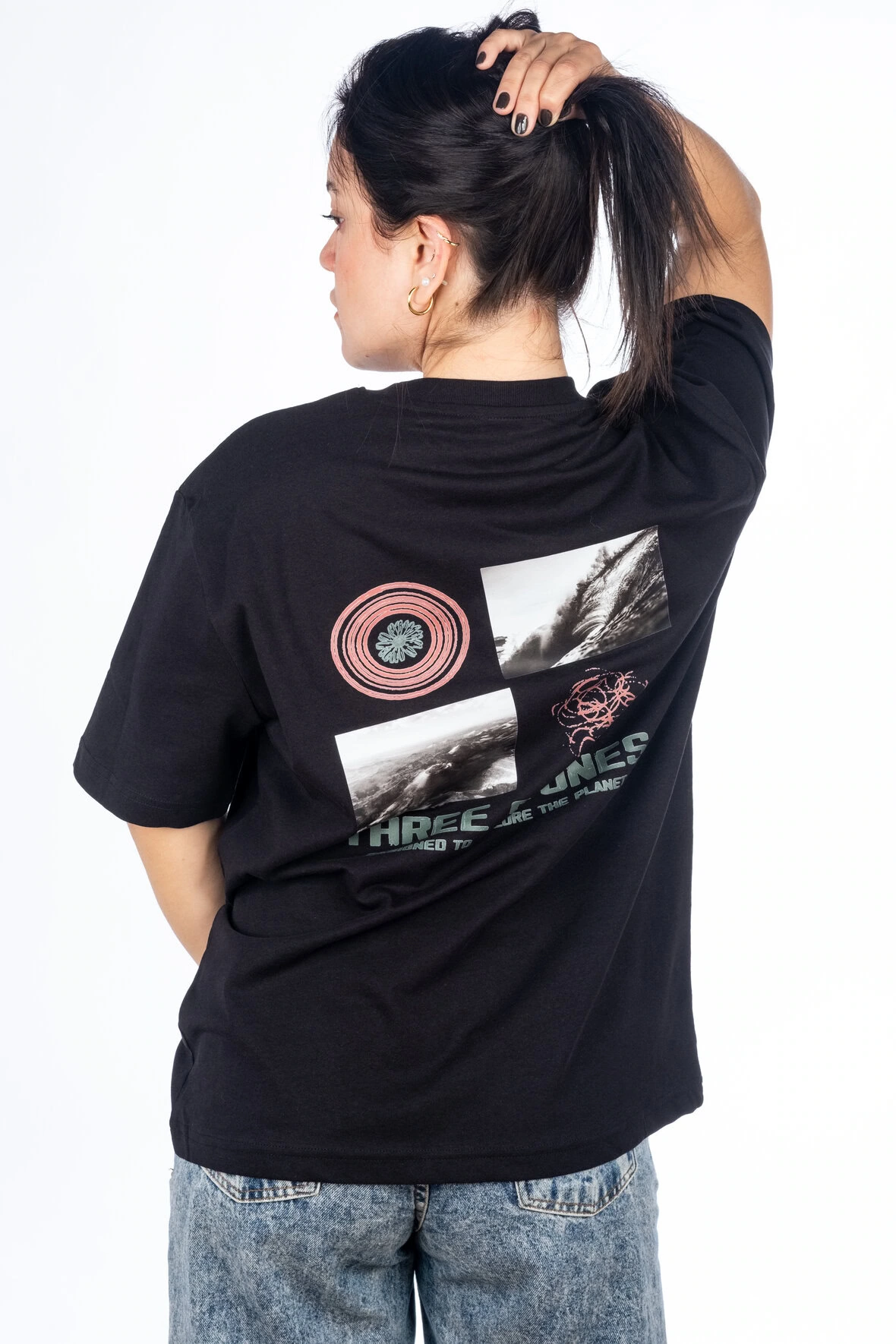 CAMISETA SURF-MONTAÑA BLACK MUJER 
