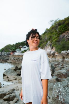 VIOLET BASIC OVERSIZE TEE