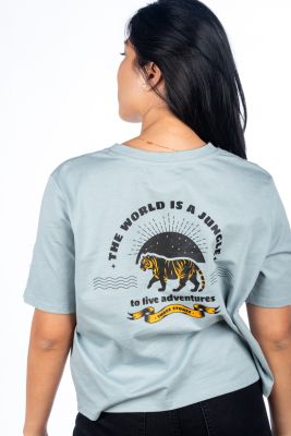 CAMISETA DE MUJER TIGER TURQUESA CROPPED