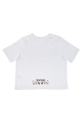 CAMISETA DE MUJER BLANCA FLOWER CROPPED