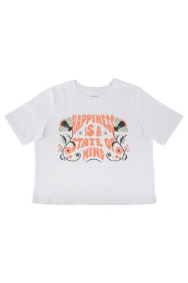 CAMISETA DE MUJER BLANCA FLOWER CROPPED