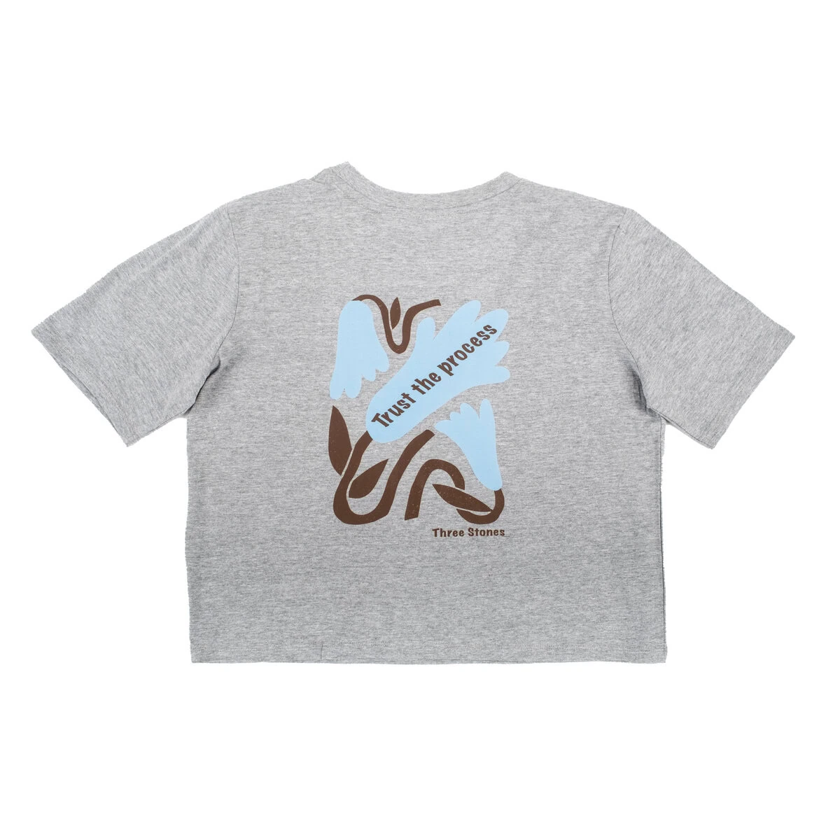 CAMISETA DE MUJER TRUST THE PROCESS GRIS CROPPED