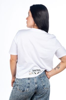 CAMISETA DE MUJER BLANCA FLOWER CROPPED