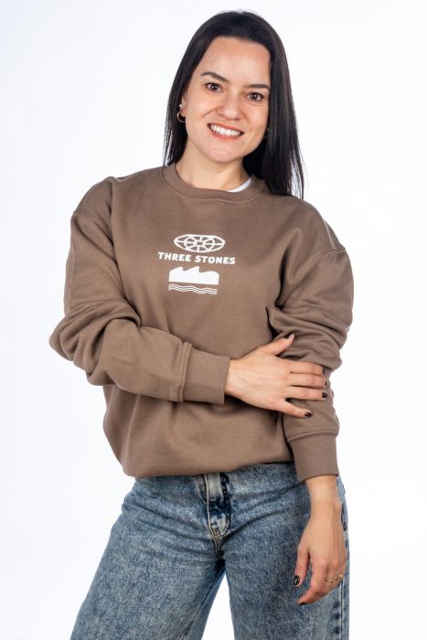 SUDADERA THE ISLAND AND THE WAVE MARRÓN MUJER