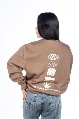 SUDADERA THE ISLAND AND THE WAVE MARRÓN MUJER