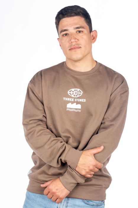 SUDADERA THE ISLAND AND THE WAVE MARRÓN HOMBRE